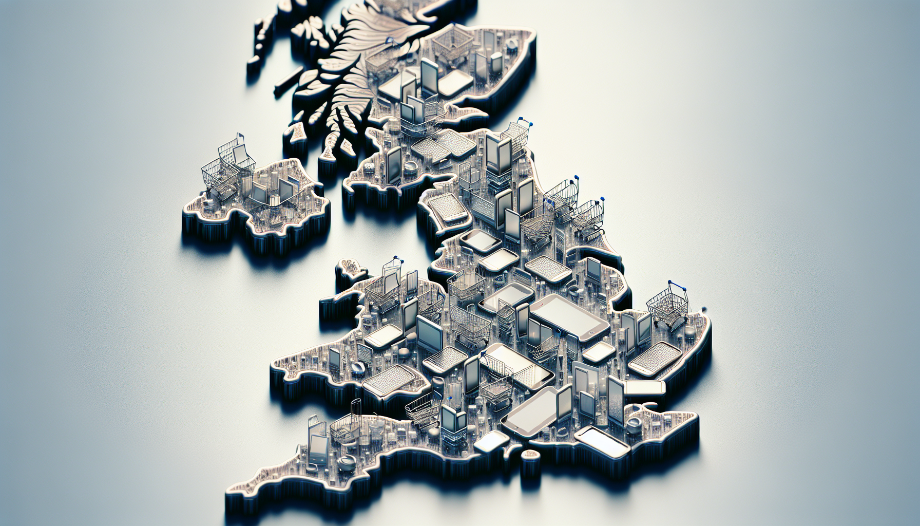 Illustration of UK map with mobile devices
